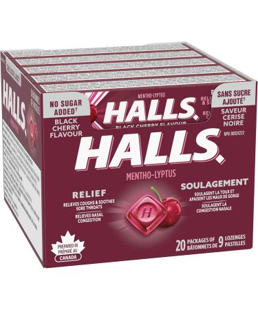HALLS No Sugar Added Black Cherry Cough Drops Throat Lozenges Sore Throat Relief Mentho-Lyptus 9 Lozenges Cough Drops Black Cherry Singles (Full Tray) - Buy Online on GoSupps.com
