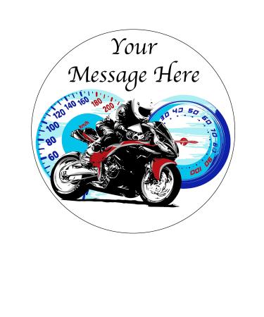 Orange Trading Dartmouth LTD A4 Edible Decor Icing Sheet PERSONALISED Motorbike 7-8" Circle Cake Topper Decoration - Great for larger cakes
