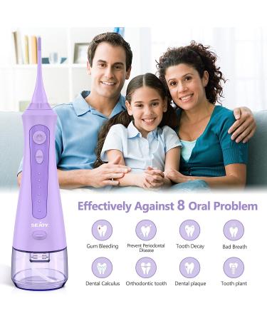 Sejoy Water Flosser - Rechargeable Cordless Teeth Cleaning Tool with 5 Modes, 8 Jet Tips - IPX7 Waterproof, Portable & Travel-Friendly (Purple) - Buy Online on GoSupps.com