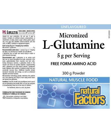 Natural Factors Micronized L-Glutamine 5000 mg Powder - 8 oz (226 g) for Muscle Recovery & Gut Health - Buy Online on GoSupps.com