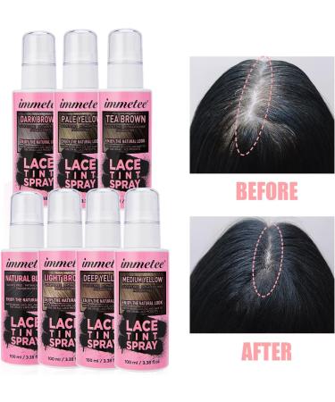 immetee Lace Tint Spray for Wig Instant Wig Root Concealer Hair Concealer Spray for Lace Wigs Hair Root Touch Up Spray. 100ml/3.38fl oz(Medium Yellow) - Buy Online on GoSupps.com