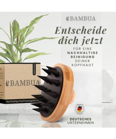 Bambua Scalp Massage Brush - 100% Plastic-Free Bamboo Shampoo Brush for Dandruff Relief & Head Massage - Includes Healthy Scalp E-Book (Black) - Buy Online on GoSupps.com