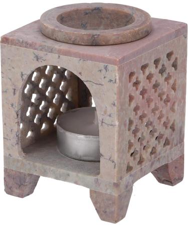 Shop Guru Indian Fragrance Lamp - Essential Oil Diffuser & Tealight Holder for Aromatherapy | Bacon Stone Cube Orient (8x6x6 cm) | Premium Fragrance & Oil Lamps - Buy Online on GoSupps.com