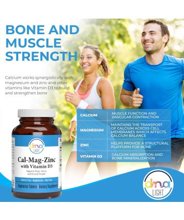 DNA Light Calcium Magnesium Zinc with Vitamin D3 - Bone Health & Muscle Relaxation - 100 Tabs - Vegetarian & Gluten Free - Buy Online on GoSupps.com