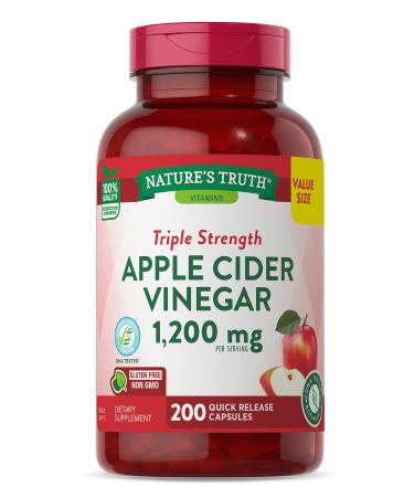 Apple Cider Vinegar Capsules | 1200mg | 200 Pills | Value Size | Vegetarian, Non-GMO, Gluten Free | by Nature's Truth