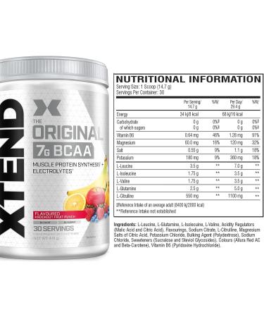 XTEND Original BCAA Powder Knockout Fruit Punch - 7g BCAAs + Electrolytes for Recovery - Muscle Supplement for Post-Workout - 30 Servings - Buy Online on GoSupps.com