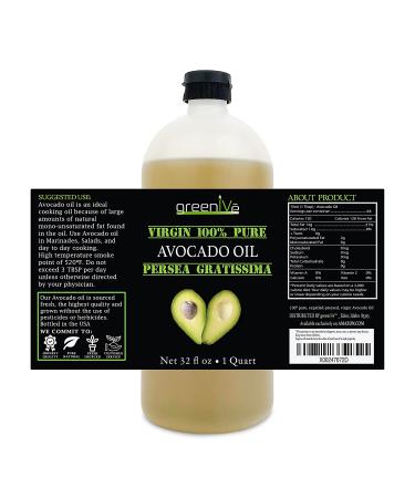 GreenIVe 100% Pure Virgin Avocado Oil - 32 Ounce - Exclusively on Amazon - Buy Online on GoSupps.com