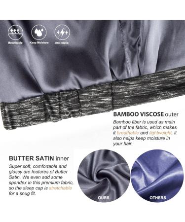 Silk Satin Sleep Cap Bonnet for Natural Curly Hair | Adjustable Night Cap - HEATHER BLACK - Buy Online on GoSupps.com