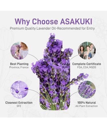 ASAKUKI Lavender Oil 4 Fl. Oz - Natural Therapeutic Grade Essential Oil for Diffuser, Home, Candle & Soap Making - YAHIME Infinite Series - Buy Online on GoSupps.com