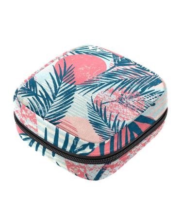 Palm exotic pattern sanitary napkins storage bag menstruation pad bag pocket portable menstrual cup pocket with zipper for teenage girls women women women