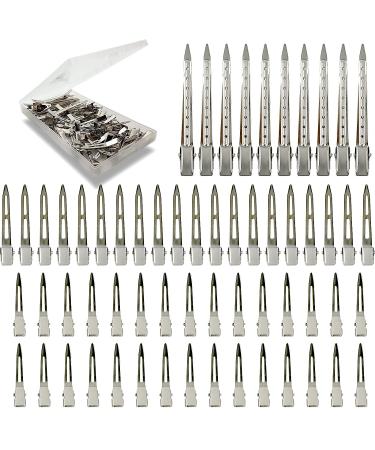 60Pcs Silver Metal Duck Bill Hair Clips for Women - Styling Sectioning, Pin Curl, Alligator Roller Clip Set with Case - Buy Online on GoSupps.com