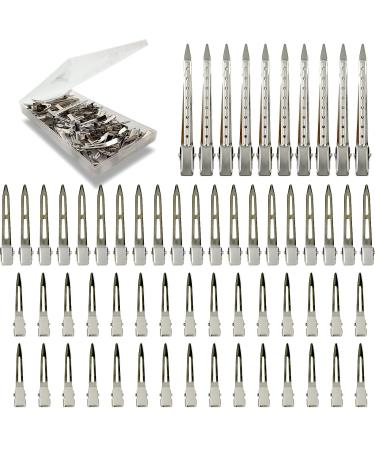 60Pcs Styling Hair Clips, Silver Metal Duck Billed Hair Clips for Women Styling Sectioning, Duckbill Long Hair Clips, Pin Curl Clips for Hair, Alligator Roller Clip with Case - Buy Online on GoSupps.com