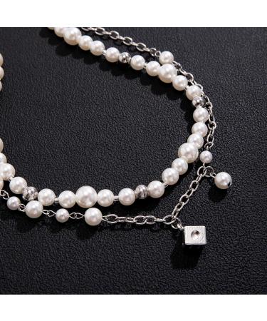Oralgos Handmade Fashionable Necklace with Cube Pendant - Elegant Choker for Women Stylish Collarbone Chain with Pearls & Art Beads - Buy Online on GoSupps.com