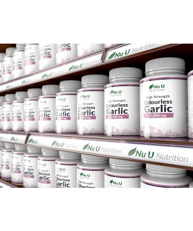 Odourless Garlic Capsules 25,000mg - 240 Softgels - High Strength Supplement with Allicin - 8 Month Supply - Buy Online on GoSupps.com