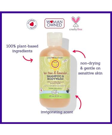 California Baby Tea Tree & Lavender Baby Shampoo and Body Wash - 8.5 oz - For Dry, Sensitive Skin | USDA Certified, Plant-Based Formula - Buy Online on GoSupps.com