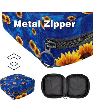 Womens Napkin Storage Bag - Sunflowers on Blue | Portable Menstrual Cup & Female Tapes | Perfect for First Periods & Travel - Buy Online on GoSupps.com