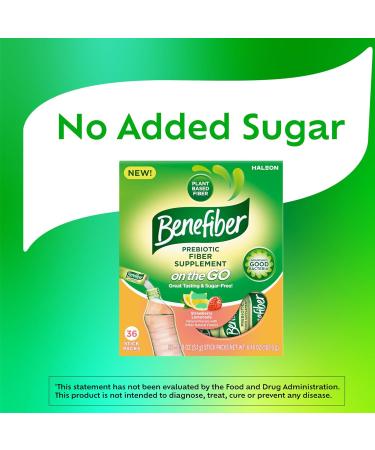 Benefiber Fiber Supplement, Strawberry Lemonade, On The Go Stick Packs, 36 Count 6.48 Ounce (Pack of 1) - Buy Online on GoSupps.com