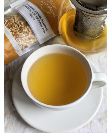 Turmeric Ashwagandha Ginger Black Pepper Loose Leaf Tea 100gm - Digestion & Stress Relief | Superfood | Antioxidant Rich - No Caffeine - Buy Online on GoSupps.com