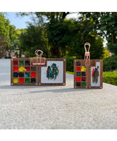 Mini Portable Watercolor Palette - 9 Color Sketchbook Palette in Wooden Box - Travel Paint Case for Artists - Clip Included - 9 Area Palette - Buy Online on GoSupps.com