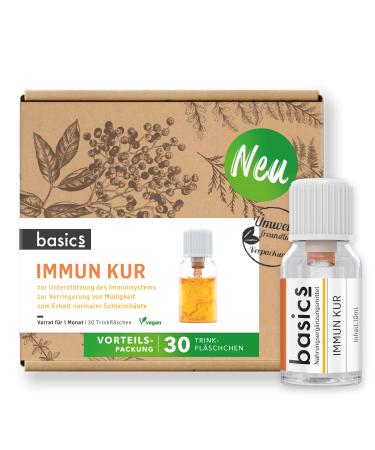 Basics immune cure monthly cure 30 x 10ml vials - immune system strengthen 15x vitamin complex high dose vegan with minerals - supports the immune system and energy metabolism single