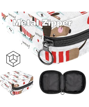 Dachshund Bone Pattern Period Bag - Portable Sanitary Napkins Storage for Women & Teen Girls | Stylish Menstrual Cup Bag - Buy Online on GoSupps.com