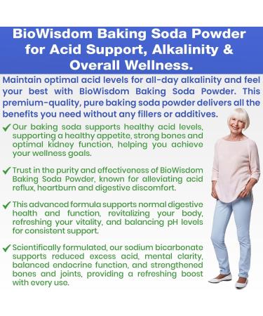 BioWisdom Nutraceuticals Baking Soda Powder for Organic Use, Grade 1 Aluminum Free Baking Soda, Natural No Chemicals, Pure Powder for Cooking, Stomach Acid, Kidney Supplement, 1lb - Buy Online on GoSupps.com