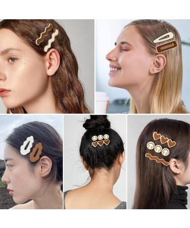 Geometric Wave Hair Clips Set | No Bend Bobby Pins for Women | Preppy Aesthetic Hair Barrettes | 12PCS - Buy Online on GoSupps.com