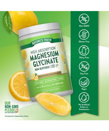 Nature's Truth Magnesium Glycinate Powder | 6 oz | Lemon Flavor | High Absorption | Vegan Non-GMO Gluten Free Supplement - Buy Online on GoSupps.com