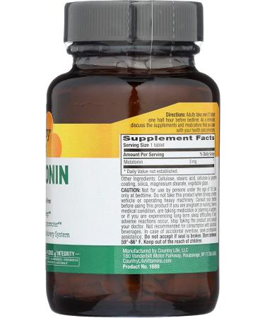 Country Life Melatonin 3 mg - Sleep Support Tablets, 90 Count - Buy Online on GoSupps.com