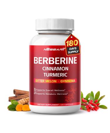 Berberine Cinnamon Turmeric Bitter Melon & Gymnema Support Heart & Metabolic Health 180 Capsules 180 Count (pack of 1)