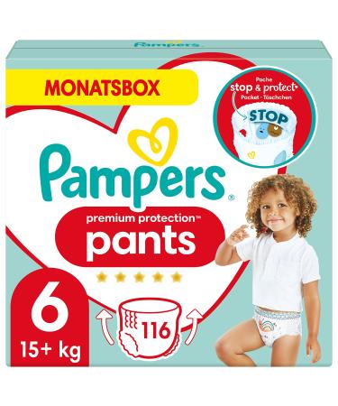 Pampers Baby Diapers Pants Size 6 (15kg+) Premium Protection 116 Pants Diapers Old Version Size 6 (116 Pieces) OLD