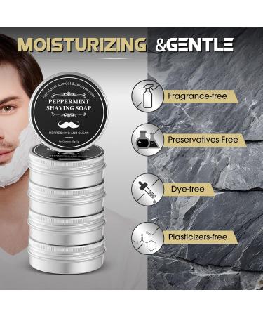 5 Pieces Natural Shaving Soap & Brush Set - Smoothest Wet Shave Fast Lather Eco-Friendly Puck Soap - Buy Online on GoSupps.com