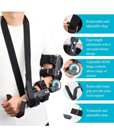 Hinged ROM Elbow Brace with Hand Grip | Post-Op Support & Sling Stabilizer for Arm Injury Recovery | Fracture Rehabilitation - Left Arm - Buy Online on GoSupps.com