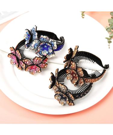Claws Hair Rhinestone Bun Holders - Multicolor Crystal Hairpin Ponytail Clips for Women and Girls - Hair Accessories - Buy Online on GoSupps.com