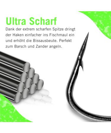 High-Quality Solid Offset Fishing Hooks | Size 1-15# | Ultra Sharp Carbon Steel | Perfect for Cheburashka & Dropshot Rig | 18-Piece Set for Predatory Fish like Perch & Pike - Buy Online on GoSupps.com