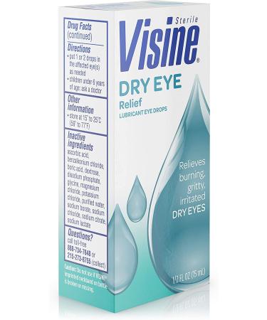 Visine Dry Eye Relief Lubricant Eye Drops 0.5 fl. oz - Soothes and Moisturizes Irritated Dry Eyes - Buy Online on GoSupps.com
