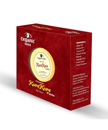 Organic Netra Sindoor - Waterproof Long Lasting Kumkum Paste | Pure Natural Deep Maroon Color | Enriched with Organic Ingredients - 0.2 oz - Buy Online on GoSupps.com