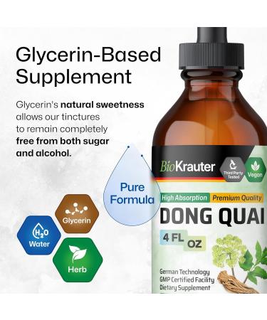 BIO KRAUTER Menopause Supplements for Women* - Dong Quai Drops 4 Fl.Oz 56 Days of Supply - Vegan Angelica Root Tincture for Menopause Support - Alcohol & Sugar Free - Relaxation & Women's Wellness 4 Fl Oz (Pack of 1) - Buy Online on GoSupps.com