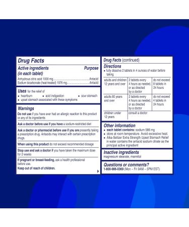 Alka-Seltzer Extra Strength Heartburn Relief Effervescent Antacid Tablets Fast Indigestion Relief 36Ct (Pack of 2) - Buy Online on GoSupps.com