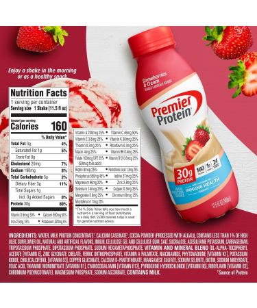 Premier Protein Shake -24 Vitamins & Minerals/Nutrients to Support Immune Health - Strawberries - Pack of 12 - Buy Online on GoSupps.com