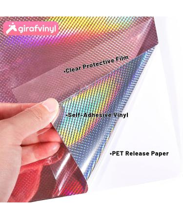 GIRAFVINYL Holographic Rose Gold Permanent Vinyl for Cricut - 12 x 12 | Adhesive Vinyl for Decor, Car, Home, Tumblers - 6Pcs Pack | No.01 Rose Gold Vinyl - Buy Online on GoSupps.com