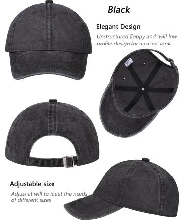 AOSMI 3 Pack Vintage Washed Cotton Adjustable Baseball Caps - Unisex Low Profile Dad Hat Set (Black/White/Purple) - Buy Online on GoSupps.com