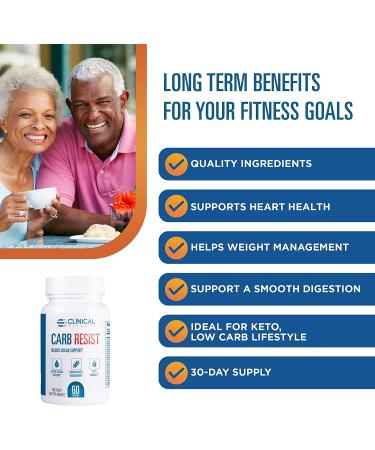 Clinical Effects Carb Resist - Carb Blocker with Vitamin C - 60 Capsules | Ideal for Keto or Low Carb Lifestyle | Supports Heart Health & Weight Management - Buy Online on GoSupps.com