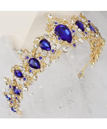 Didder Baroque Vintage Rhinestone Tiara - Blue Royal Crystal Women's Princess Crown - Bridal Hair Accessories for Wedding, Prom, Pageant & More - Buy Online on GoSupps.com