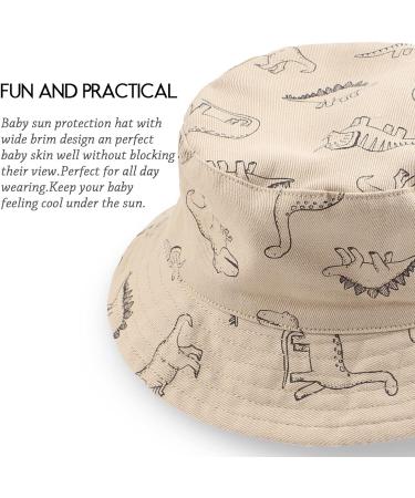 XIAOHAWANG Baby Boy Sun Hat | Dinosaur Bucket Hat for Infant Toddler | 1-2 Years, Khaki - Buy Online on GoSupps.com