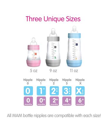 MAM Easy Start Anti Colic Baby Bottle 11 oz 2 Pack - Reduces Air Bubbles - Easy Switch Breast to Bottle - 4+ Months - Matte/Girl - Buy Online on GoSupps.com