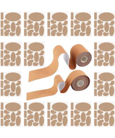 15Pcs Moleskin Tape Flannel Adhesive Pads and 2 Pcs Strapping Tape Avoid Super Skin Blister Pre-Cut Moleskin Very Easy to Paste Foot Protection for Heels