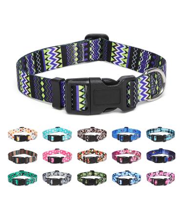 Suredoo dog collar adjustable soft & comfort nylon dogs collar for small medium-sized dog puppies (M tribal violet) m (neck circumference 33-55 cm width 2 cm) tribal violet