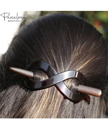 Parcelona French Infinity Brown Tortoise Shell Hair Slider Barrette Clip with Stick for Fine Hair Women & Girls - Buy Online on GoSupps.com
