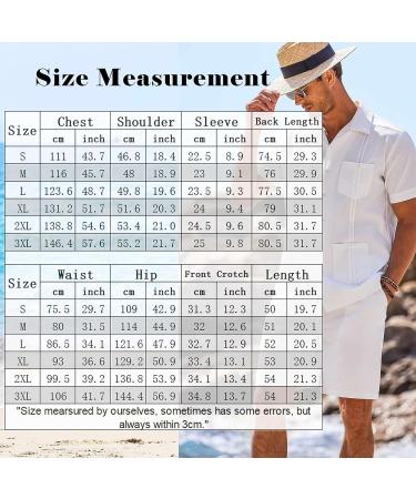 COOFANDY Men's Guayabera Shirt Set - Linen Short Sleeve Button Down Outfit, White, XL - Buy Online on GoSupps.com